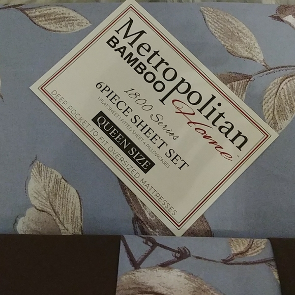 Metropolitan Bamboo Navy&Coffee Floral Queen Set… - Picture 5 of 9